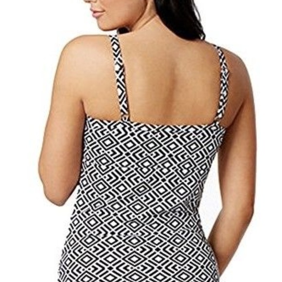 Swim Solutions Womens Diamond Shirred Tankini Top - Picture 2 of 5